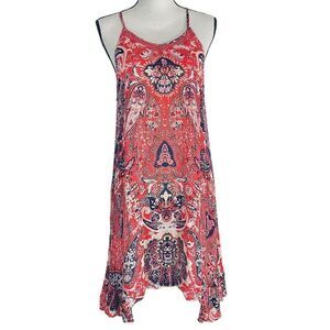 Braeve Paisley Bohemian Sleeveless Dress Medium Orange